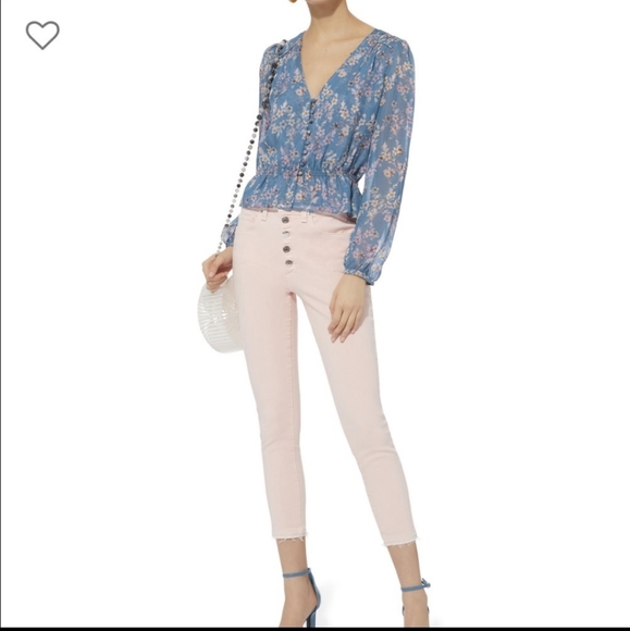 Intermix blue floral 100% silk blouse - Picture 11 of 12